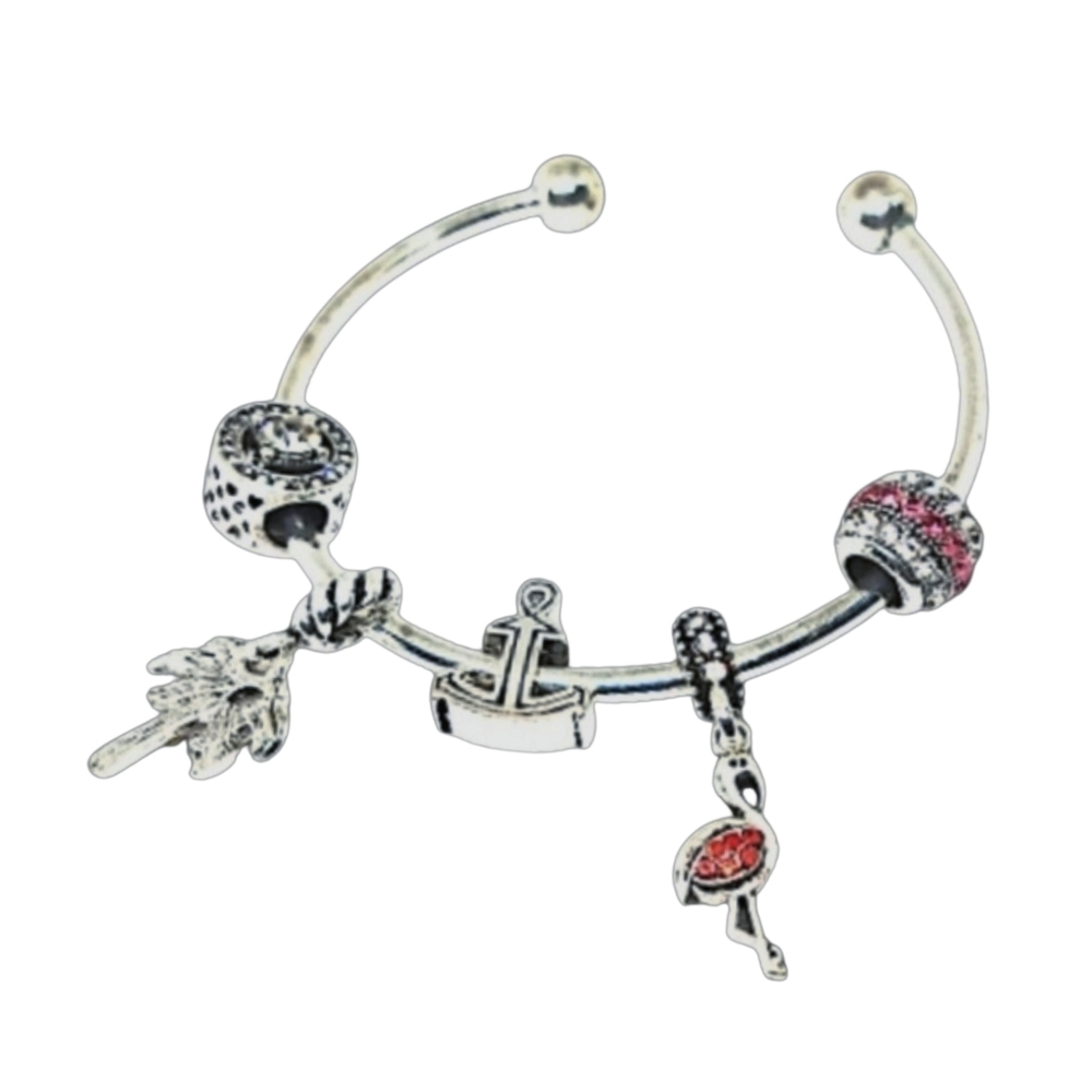 Silver Tone Open Cuff Bracelet With Assorted Char… - image 6